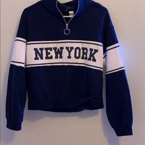 new york navy blue quarter zip sweatshirt